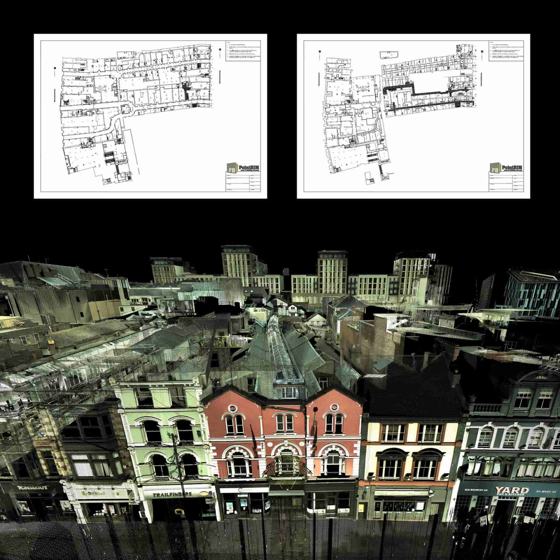 Pointcloud and plan views for measured building survey in Cardiff