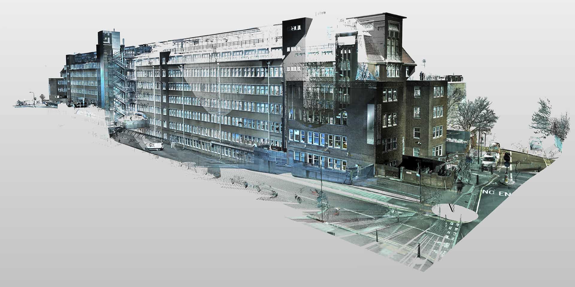 Measured building survey of The Shepherds Building, Shepherd’s Bush, London – elevations and communal areas captured for refurbishment